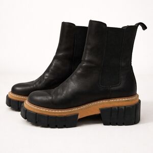 Tamara London Black Leather Chunky Lug Sole Chelsea Boots Size 38